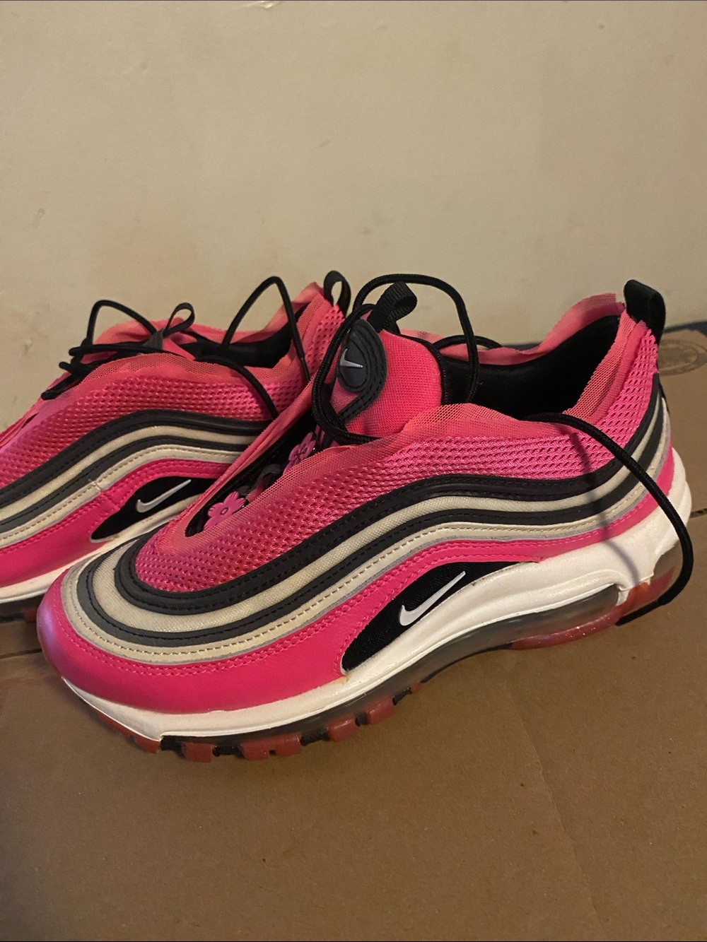 Nike Hot Pink and Black Floral Accent Sneakers